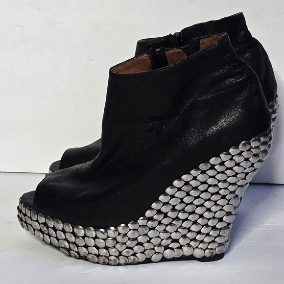 Jeffrey Campbell Shoes - Jeffrey Campbell Peep-Toe Platform Ankle Boot with Stud Tick Wedge Size 8